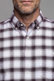 Bisse Modern Fit İtalyan Yaka Tek Cep Düğmeli Ekose Kışlık Pamuk Bordo Erkek Gömlek GMEKS0122300215_D25