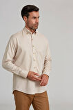 Bisse Regular Fit Paşa Yaka Bej Spor Erkek Gömlek GMARS0322301203_D07