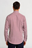 Bisse Modern Fit Düğmeli Yaka Bordo Saten Erkek Gömlek GMCZG0822300220_D25