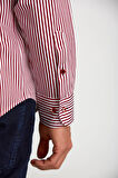 Bisse Modern Fit Düğmeli Yaka Bordo Saten Erkek Gömlek GMCZG0822300220_D25