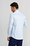 Bisse Modern Fit Paşa Yaka Düğmeli Saten Açık Mavi Erkek Gömlek GMCZG0822300220_D33