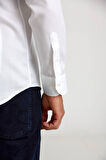 Bisse Modern Fit Paşa Yaka Düğmeli Beyaz Spor Erkek Gömlek GMARS0422301213_D01