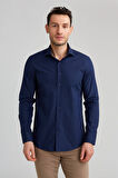 Bisse Modern Fit Yarım İtalyan Yaka Lacivert Erkek Gömlek GMARS0422300101_D39