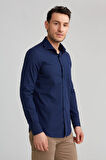 Bisse Modern Fit Yarım İtalyan Yaka Lacivert Erkek Gömlek GMARS0422300101_D39