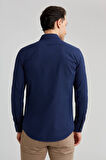 Bisse Modern Fit Yarım İtalyan Yaka Lacivert Erkek Gömlek GMARS0422300101_D39