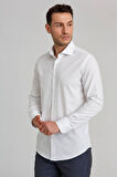 Bisse Modern Fit İtalyan Yarım Yaka Klasik Beyaz Erkek Gömlek GMARS0422301101_D01