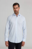 Bisse Modern Fit Yarım İtalyan Yaka Mavi Klasik Erkek Gömlek GMARS0422302101_D35