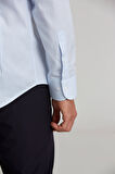 Bisse Modern Fit Yarım İtalyan Yaka Mavi Klasik Erkek Gömlek GMARS0422302101_D35