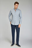 Bisse Modern Fit Paşa Yaka Gri Erkek Gömlek GMFLN0222302221_D55