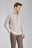 Bisse Regular Fit İtalyan Yaka Bej Erkek Gömlek GMFLN0222303221_D07