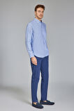 Bisse Regular Fit Paşa Yaka Mavi Erkek Gömlek GMEKS0122300223_D35