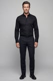 Bisse Klasik Regular Fit İtalyan Yaka Pamuk Siyah Erkek Gömlek GMKLS092230027_D99