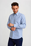 Bisse Regular Fit Paşa Yaka Düğmeli Mavi Erkek Gömlek GMCZG3PS22400003_D35