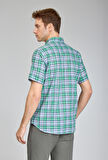Bisse Paşa Yaka Uzun Kollu Regular Fit Yeşil Desenli Erkek Gömlek GMKTN3PS224006_D47