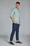 Bisse Yaka Düğmeli Uzun Kollu Regular Fit Yeşil Erkek Gömlek GMOKA1224003_D47