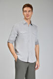 Bisse Spor Yaka Uzun Kollu Regular Fit Gri Erkek Gömlek GMKTN3SP224007_D55