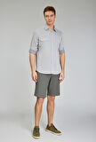 Bisse Spor Yaka Uzun Kollu Regular Fit Gri Erkek Gömlek GMKTN3SP224007_D55
