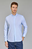 Bisse Klasik Yaka Düğmeli Uzun Kollu Regular Fit Açık Mavi Erkek Gömlek GMKLS4PAL224003_D33