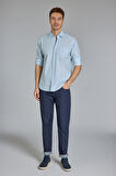 Bisse Spor Yaka Uzun Kollu Regular Fit Çizgili Açık Mavi Erkek Gömlek GMCZG3SP224005_D33
