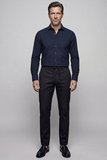 Bisse Lacivert Regular Fit Keten Birit Yaka Gömlek GMKTNA1224017_C39