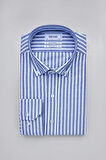 Bisse Paşa Yaka Uzun Kollu Regular Fit Çizgili Mavi Erkek Gömlek GMCZG3PS22400002_C35