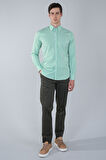Bisse Regular Fit BDK Yaka Cepsiz Yeşil Erkek Gömlek GMCZG250038_D47