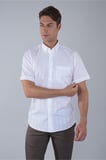 Bisse Regular Fit Paşa Yaka Pamuk Beyaz Erkek Gömlek GMEKS250002_D01