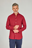 Bisse Regular Fit Paşa Yaka Cepsiz Sedef Düğmeli Bordo Erkek Gömlek GMKTN250011_D25
