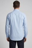 Bisse Regular Fit Uzun Kol Keten Paşa Yaka Cepsiz Mavi Erkek Gömlek BSGMKTN25325_D35