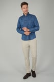 Bisse Erkek Uzun Kollu Spor Yaka Floral Desenli Denim Gömlek GMJEAN252168_D39