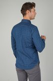 Bisse Uzun Kollu Lacivert Denim Desenli Erkek Gömlek GMJEAN252170_D39