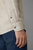 Bisse Bej Regular Fit Keten Cepsiz Uzun Paşa Yaka Gömlek BSGMKLS263001_07