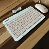 Preo K9 Mini TV Tablet Ve Telefon Uyumlu Kablosuz Klavye Mouse Pembe Set