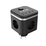 Inca IPW-47SY 3Port 2x USB+2x Type-C Akım Korumalı Led Tuşlu Duvar Priz - Siyah 
