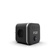Inca IPW-47SY 3Port 2x USB+2x Type-C Akım Korumalı Led Tuşlu Duvar Priz - Siyah 