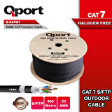 QPORT Q-CATO7 500M CAT7 LSOH S/FTP FULL BAKIR 23AWG SİYAH HALOGEN FREE KABLO