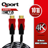 Qport Q-HDMI103 10m 2.0V 4K altın uçlu örgülü kablo