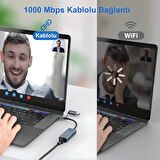 Inca IUTP-01TX USB 3.0 ve Type-C 3.1 Ethernet Adaptörü | 1000Mbps Gigabit RJ45 Ağ Kartı | Alüminyum Kasa | Windows, MacBook, Notebook ve Tablet Uyumlu | Cep Telefonları ile Uyumlu Değil