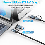 Inca IUTP-03T USB3.0+Tip-C=>Gigabit RJ45+3*USB3.0 Çevirici (Giriş:Tip-A+Tip-C=>Çıkış:Eternet+3*Tip-A