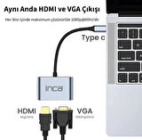 Inca ITPC-06T  15cm Tip-C=>HDMI+VGA+USB hub
