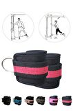 Spor Byfit Ayak Bilek Kayışı D-ring Fitness Ağırlık Çekiş Aparatı - KIRMIZI-SİYAH