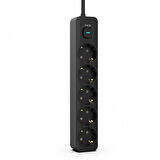Inca IPW-44SY 5 port Akım Korumalı Led Tuşlu Priz 1.5M  Siyah 