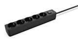 Inca IPW-44SY 5 port Akım Korumalı Led Tuşlu Priz 1.5M  Siyah 