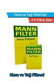 VW Crafter 2.0 TDI Dizel MANN Filtre Bakım Seti 2011-2016 Hava+Yağ Filtresi