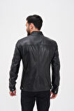 Basics&More Erkek Fermuar Detaylı Hakiki Deri Ceket - SRY27