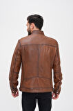 Basics&More Erkek Fermuar Detaylı Hakiki Deri Ceket - SRY27