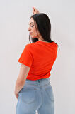 Basics&More Kadın Pamuklu Basic Bisiklet Yaka T-Shirt - 20791