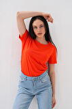 Basics&More Kadın Pamuklu Basic Bisiklet Yaka T-Shirt - 20791