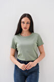 Basics&More Kadın Pamuklu Basic Bisiklet Yaka T-Shirt - 20791