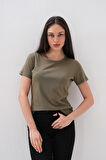 Basics&More Kadın Pamuklu Basic Bisiklet Yaka T-Shirt - 20791